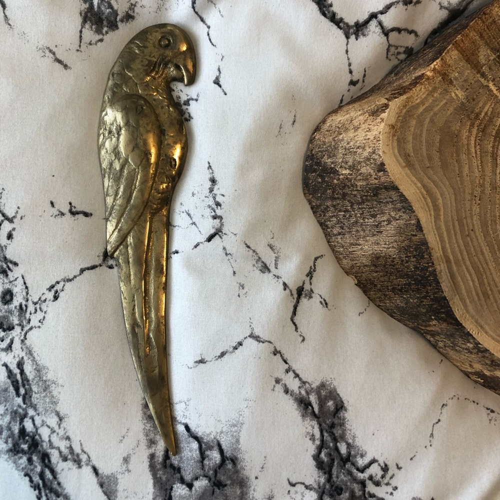 Vintage Solid Brass Parrot Shaped Letter Opener.